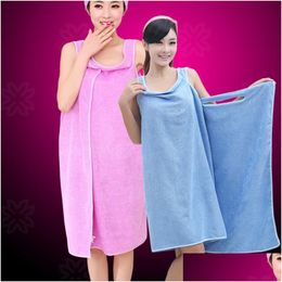 Towel 6 Colours Lady Girls Magic Bath Soft Wearable Towels Spa Shower Body Wrap Robe Bathrobe Beach Dress Drop Delivery Home Garden Te Dhetn