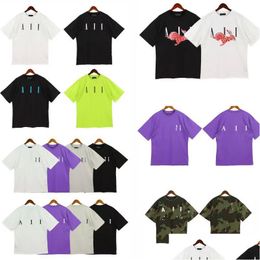 Men'S T-Shirts Mens T Shirts 51 Colors For Men Short Sleeve Leather Alphabet Embroidery Colorf Splash Ink Graffiti Slogan Print Fog Dhke4