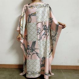 Ethnic Clothing Fashionable Kuwait Style Silk Kaftan Dress Boho Colourful Pattern Dashiki African Women's305Z