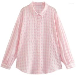 Women's Blouses SuperAen European And American Style Clothing 2023 Fashion Casual Single Breasted Long Sleeved Pink Shirt