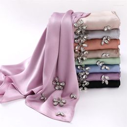 Scarves 2023 Luxury Stitch Diamond Floral Bubble Chiffon Instant Hijab Shawls Lady High Quality Wrap Beach Bufandas Ramadan Muslim Sjaal