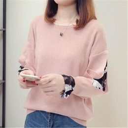 Women's Sweaters Korean Fashion Plus Size Knitted Sweater Women Winter Clothes 2023 Hollow Out Mesh Patchwork Long Sleeve Casual Knitwear