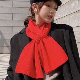 Scarves The Han Edition Pure Color Wool Scarf Qiu Dong With Thick Warm Knitting Collar Fashion Cross Ins CN0010