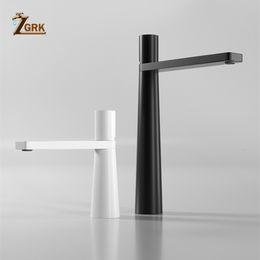 Bathroom Sink Faucets Mixer Tap Deck Mount Vanity Faucet Single Holder Hole Design Black Washbasin Taps High 230713