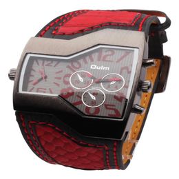 New Arrival Mens Fashion Brand OULM 1220 Watches Double Japan Movt Quartz Imported Watch Military Wide Strap Big Face Black236i