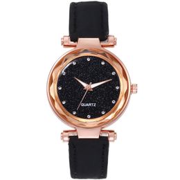 Casual Starry Sky Watch Colorful Leather Strap Silver Diamond Dial Quartz Womens Watches Ladies Wristwatches Manufactory Whole208x