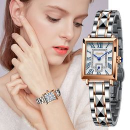 Wristwatches LIGE Sunkta Women Watch Fashion Retro Ladies Wrist Waterproof Roman Numeral Clock Quartz Bracelet Watches Montre Femme 230713