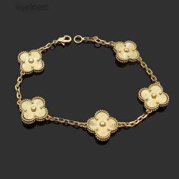 Designer Van Link Chain Bracelet Cleef Clover Fashion Fashion Gold Bracelets Jóias 2023 12222