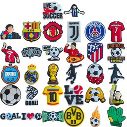 Jewelry New Arrival Wholesale Pvc Custom Clog Football Soccer Sports Team Logo Shoe Charms Drop Delivery Otqzs