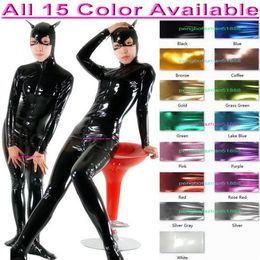 Sexy Women Men Catwoman Tights Bodysuit Costumes 15 Colour Shiny Lycra Metallic Cat Catsuit Costume Unisex Full Outfit Halloween Pa250b