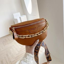 Waist Bags Cartoon Pattern Empaestic PU Leather Packs For Women Thick Chain Bag Female Cute Fanny Pack Wide Strap Crossbody 230713