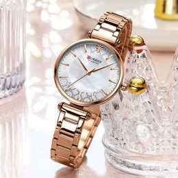 Wristwatches CURREN Gold Watch Women Watches Ladies Creative Steel Women's Bracelet Female Waterproof Clock Relogio Feminino 230713