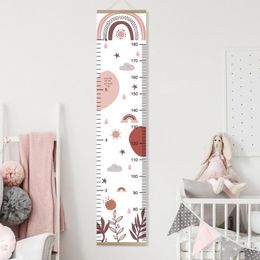 Decorative Figurines Cartoon Baby Kids Growth Chart Record Wood Frame Fabric Height Measurement Ruler For Boys Girls Child's Room Wall