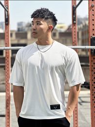 Men's TShirts 2023 Mens Muscle ventilateT Shirt Bodybuilding Fitness Man Top Singlets Plus Big Size Mesh Loose Short Sleeve Tshirt 230713