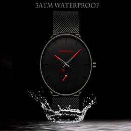 Crrju watch men Top Brand Luxury Quartz watch Casual quartz-watch stainless steel Mesh strap ultra thin clock male Relog273Z