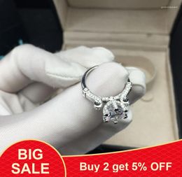 Cluster Rings Fashion Flash Drill Diamant Ring Original 925 Silver Jewelry Shiny 2Ct Round CZ Elegant Beauty Wholesale