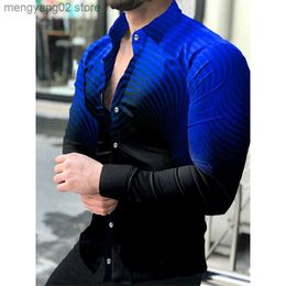 Men's Casual Shirts Fashion Men Shirts Turn-down Collar Buttoned Shirt Casual Designer Stripe Print Long Sleeve Tops Mens Clothes Club Prom Cardigan T230714