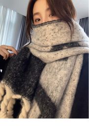 Scarves Mohair Scarf Women Winter 2023 Style Korean High-grade Thickened Warm Versatile Shawl Trend W282