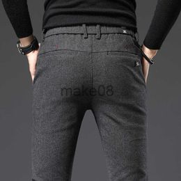 Men's Pants Autumn Winter New Thick Casual Pants Men Business Fashion Slim Stretch Black Blue Grey Brand Clothes Brushed Trousers Male 2838 J230714