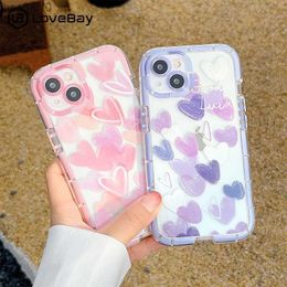 Luxury Luminous Bumber Phone Case For iPhone 13 Pro Max Fashion Love Heart Pattern Phone Cover For iPhone 12 11 Pro X XR XS Max L230619