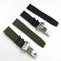 20 21 22mmGreen Black Nylon Fabric Leather Band Wrist Watch Band Strap Belt 316L Stainless Steel Buckle Deployment Clasp297v