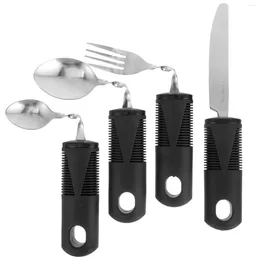 Dinnerware Sets 4 Pcs Bendable Cutlery Built Utensils Adults Weighted Elderly Tableware Spoon Fork Portable Rubber The