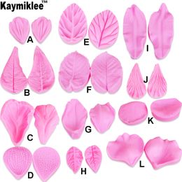 Cake Tools C211 24pcsSet Leaf Flower Petal Silicone Mould Form Decorating Fondant Sugarcraft Gumpaste Chocolate Baking ClayMould 230714