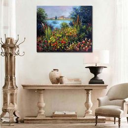 Hand Painted Textured Canvas Art Flowers at Vetheuil Study Claude Monet Painting Still Life Dining Room Decor