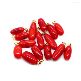 Pendant Necklaces Irregular Rice-shaped Red Coral Pendants Natural Sea Bamboo Amulet For Jewellery Making DIY Necklace Women Gifts