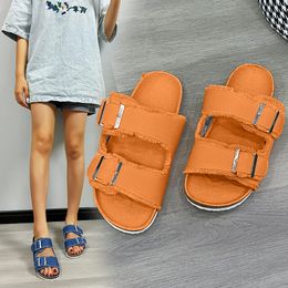 Slippers Women's Shoes Summer Women Outdoor Wild Slippers Casual Solid Colour Candy Colour Silver Buckle Flat Beach Slippers 230713