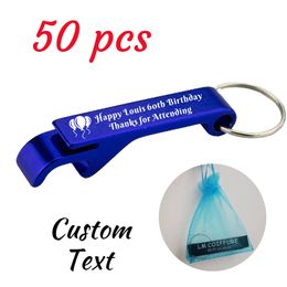 Openers 50 pieces of birthday party discount birthday gift personalized Bottle opener key chain personalized wedding gift 230713