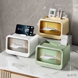 Tissue Boxes Napkins New Multifunctional Storage Tissue Box Bedroom Living Room Decoration Desktop Makeup Brush Finishing Household Storage Box R230714