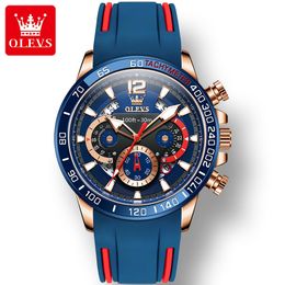 OLEVS 9936 Silicone Strap Multi-function Men Wristwatch, Waterproof Quartz Sport Watch For Men Luminous Chronograph Calendar