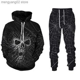 Men's Tracksuits Skull 3D Printed Hoodies Trousers Suit Streetwear Men's Sportwear Tracksuit/Spider Sweatshirt/Pants Autumn Winter Men's Sets T230714