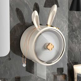 Tissue Boxes Napkins Multifunction Kawaii Rabbit Tissue Box Wall-mounted Napkin Case Kitchen Paper Storage Box Face Masks Storage Box for Bathroom R230714