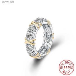 925 Sterling Silver Rings Gold Separation Inlaid Zircon Rings For Women Glamour Jewelry Engagement Wedding Gifts L230704