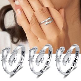 Adjustable Hug Rings For Women Cubic Zirconia Love Letter Ring Couples Mother Daughter Friend Gifts Jewellery Wholesale KBR095