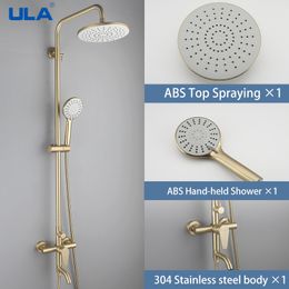 Bathroom Sink Faucets ULA Golden Shower Faucet Stainless Steel Mixer Tap Bathtub Rain Set Rainfall System 230713