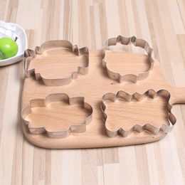 Baking Moulds 4pcs/set Stainless Steel Blessings Border Frame Cookie Cutter Slicers DIY Fondant Biscuit Cake Decoration Tools Bakeware