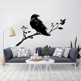 Wall Stickers Big Bird Crow Tree Branch Wall Decal Bedroom Living Room Landscape Animal Wildlife Forest Wall Decal Paper Children's Room Vinyl Decoration 230714