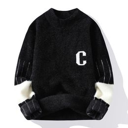 Men's Sweaters 4031 Winter Sweater Pullovers Warm Harajuku Streetwear Mohair Knitted Male Thick Knitwear Letters 230713