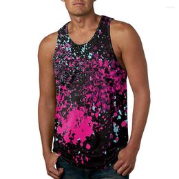 Men's Tank Tops 3D Graffiti Top Fresh Casual Streetwear Baggy Sport Fitness Hawaii Costumes Sleeveless Custom Male Clothes