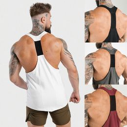 Mens Tank Tops Casual Fitness Sleeveless Gym Sports Running Vest Slim Muscle Bodybuilding Male Exercise Tee 230713