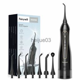 Teeth Whitening Fairywill Water Flossers for Teeth 300ML Oral Irrigator Rechargeable Portable Dental 3 Modes Water Tank Waterproof Teeth Cleaner x0714