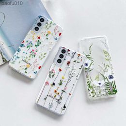 Cute Flower Painted Phone Case for Samsung S22 S21 S20FE Ultra Clear Silicone Soft Cases for Samsung Galaxy S23 Plus Ultra Shell L230619