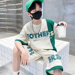 T shirts Boys Summer Fashion Short Sleeve Sports Suits 2023 Trendy Style 4 13 Years Youth Teenage Loose Hip Hop Oversize Clothes 230713