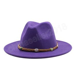 Wide Brim White Fedora Hat For Women Wool Felt Hats For Men Fall Winter Panama Gamble Jazz Cap