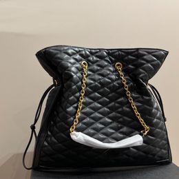 Drawstring Tote Bag Check Shopping Handbag Chain Crossbody Handbags Internal Zipper Pocket Shoulder Bags Fashion Letter Gold Hardware Large Capacity