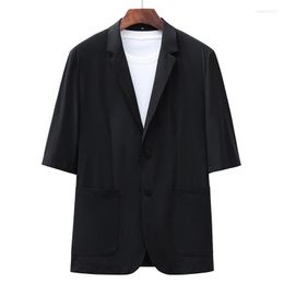 Men's Suits Plus Size Fat Brother Spring Summer Thin Of Ice Silk Seven-point Sleeve Casual Suit Jacket 140kg 6xl 7xl