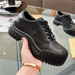 Woman Ruby Flat Lace-up Shoes Loafers Black Leather Chunky Derby Patent Matte Platform Lace-ups Loafer Wedding Casual Rubber Outsole